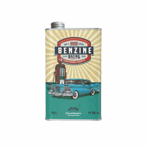 BENZINE BLAUWE OLDTIMER